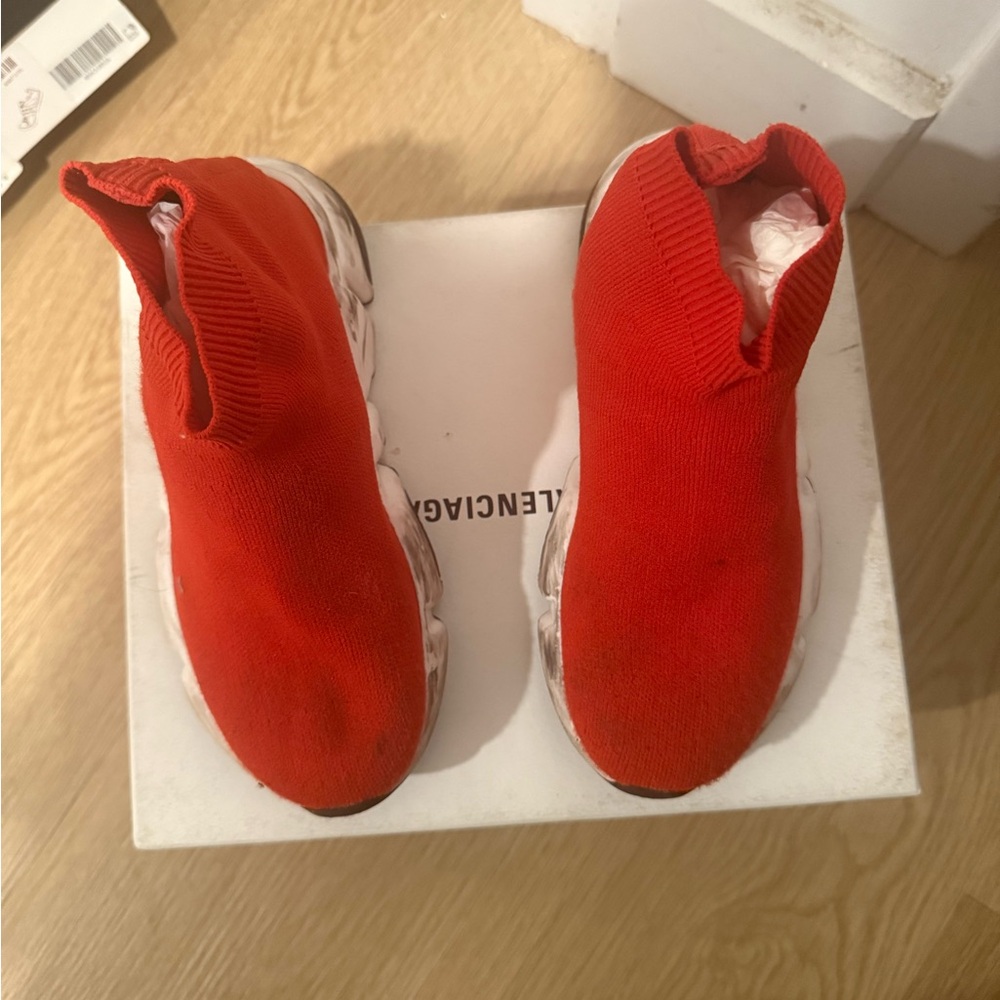 Balenciaga Kids Bright Red Slip-On Sneakers